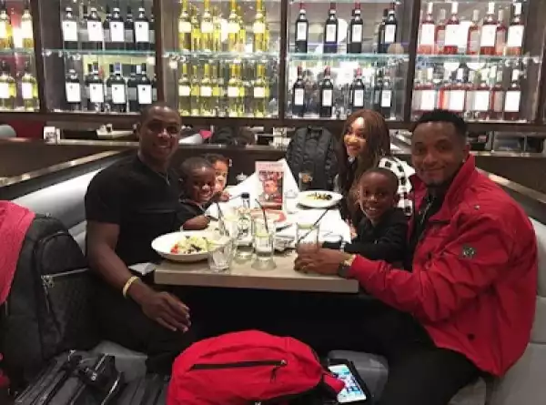 Footballer Odion Ighalo shares cute dinner photo with his family